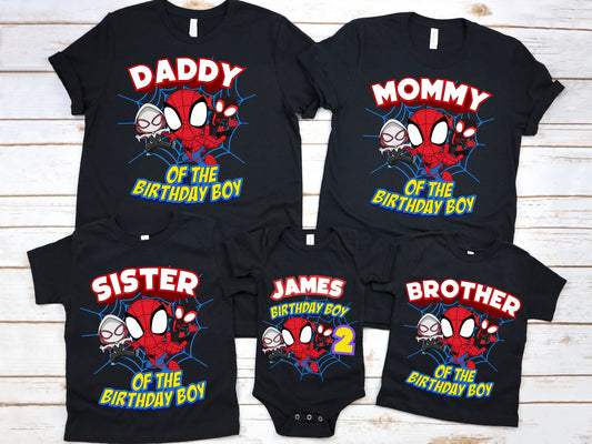 Spidey and Friends Birthday Shirt, Custom Family Matching Outfit