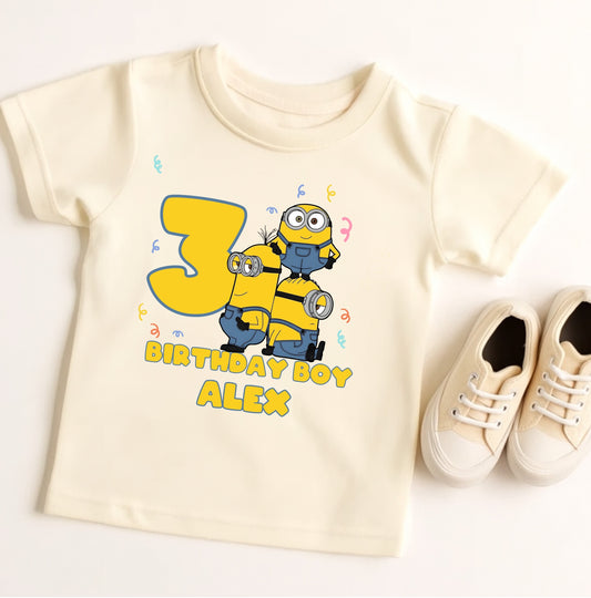 Custom Minion Birthday Shirt - Family Matching Birthday Boy Party Tee