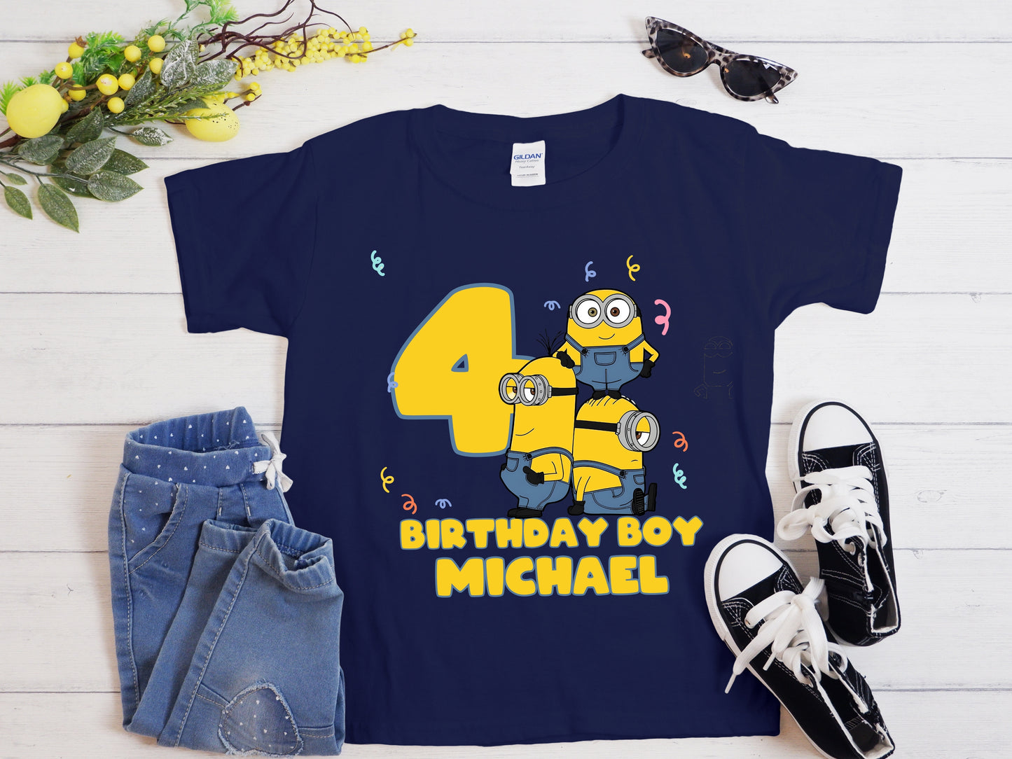 Custom Minion Birthday Shirt - Family Matching Birthday Boy Party Tee